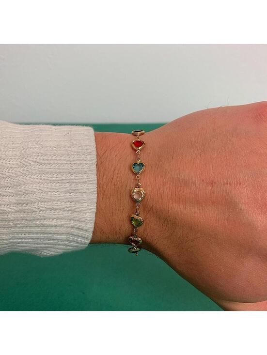 Jewelry - Y2k 2000s style multi colored heart Gold bracelet. Item is unisex. Brand new